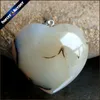 Pendant Necklaces Men's Heart Shape Real Natural Moss Agates Stone Beads For Jewelry Making DIY Polar Jades Necklace Material SS972