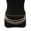 Belts Women Metal Imitation Pearl Chain Belt Gold Luxury Jewelry Fringe Waist Fashion Party Hiphop Body Multilayer Chains Strap