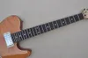 La guitarra eléctrica marrón personalizada de fábrica con cuerpo semi-hueco de hardware cromado de hardware de caoba se puede personalizar
