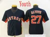 2021 Mulheres Juntas Juntas Jerseys Kid costura 27 José 2 Alex Altuve Bregman White Home Cool Base Marinha Alternativa Jersey Orange