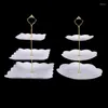 Bakeware Tools 2st 3 Tier White Squareound Cake Stand Dessert Cookie Candy Fruit Tower Tray For Wedding Parties Heminredning