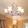 Lampade a sospensione Floreale E27 Lampadario a LED Fiore bianco Lampadari in lega di ferro Sala da pranzo Soggiorno Luci rosa Lampada Camera da letto per ragazze D70