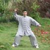 Aktywne zestawy mężczyzn tai chi kungfu mundury lniane tradycyjne luźne joga joga