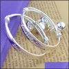 Pulseira 2pcs crianças meninas meninos meninas crianças ajustáveis ​​tamanho 925 Sterling sierbangle entrega 2021 pulseiras de jóias dhg1t