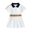 여자 드레스 짧은 소매 여름 패션 코튼 솔리드 드레스 유아 소녀 복장 어린이 의류 1-6 세