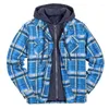 Men's Hoodies European And American Men's Street Style Winter Thickened Casual Plaid Zipper Hoodie Fashionable Warm Coat