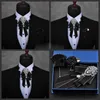 Bow Ties Fashion Handmade Bow Tie Wedding Collar Luxury Rhinestone Bowtie Necktie Brooch Pocket Towel Square Set Gift for Men Accessories L221022