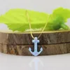 Pendant Necklaces 1PC 10 14mm Synthetic Opal Anchor Necklace Fashion Women 925 Silver Gold Chain Trendy Jewelry