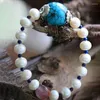 Strand Sanmantuo smycken naturliga p￤rlarmband f￶r kvinnor Buddha Pearl Armband g￥va smycken Vit charms g￶r