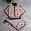 Survêtements pour femmes Luxe Zipper Front Hooded Top dunks Apple Print Splicing Survêtements Deux Pièces Ensembles Femme Casual Jogging Pant Set