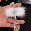 Interior Decorations Bling Car Pendant Crystal Rhinestone Bowknot Hanging Auto Rear View Mirror Ornament Plush Decor Accessories Girls Gifts