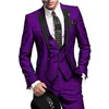 Мужские костюмы Blazers Suit Slim Fit 3 штук Бургундии смокинг нежный мужской свадебный лацкат лацкат для жениха Терно брюки жилет 221021