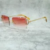 Lunettes De soleil sans monture hommes Vintage diamant coupe carré pare-soleil extérieur protéger rétro populaire fête lunettes Gafas De Sol Mujer