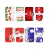 Capas de assento no vaso sanitário 3pcs Conjunto de tapetes de capa de natal Papai Noel com bolsa de presente e tanque para acessórios para casa do banheiro