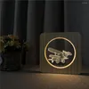 Night Lights Glider FlyPlane 3D LED Arylic Wooden Lamp Table Light Switch Carving For Children's Room Decorate Birthday Gift