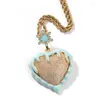 Pendentif Colliers Iced Out Snow Frozen Heart Micro Pave CZ Stone Collier Pour Hommes Femmes Hip Hop Bijoux