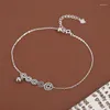 Anklets traditionell designer med kinesiska karakteristiska pengar Bell Beaded Real 925 Sterling Silver Ankle Armband för kvinnor