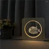 Night Lights Puffer Fish 3D LED Arylic Wooden Lamp Table Light Switch Control Carving For Children's Birthday Party Home Decorate
