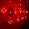 الأوتار LED Red Lantern String Light التقليدية الصينية الصينية الستار أضواء الأضواء USB الحزب ديكور ديكور 3M/4M