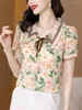 Blouses femininas 4xl Mulheres primavera camisas do verão Lady Fashion Fashion Casual Manga curta de colarinho de colarinho de renda de renda Blusas Tops Elegant CT0702
