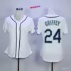 Jersey da baseball vintage 24 Ken Griffey 34 Felix Hernandez Blank Maglie donne