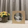 Veilleuses léopard en cours d'exécution Animal 3D LED Arylic lampe en bois Table lumière interrupteur contrôle sculpture pour chambre d'enfants décorer