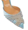 Luxury Aquazzur Gatsby Sandals Shoes Women Crystal Braids Embellished Slingback Pumps PVC & Leather High Heels Party Wedding Bridal EU35-43