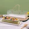 Present Wrap 10st/Set Portable Transparent Cake Swiss Roll Boxar med handtag PET Cupcake Packaging Dessert Container Rem Box