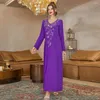 Ropa étnica Abayas Mujeres Dubai Lujo 2022 Gasa Púrpura Moda musulmana Vestido Caftan Marroquí Fiesta de bodas Ocasiones Djellaba Femme