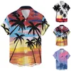 Chemises décontractées pour hommes Chemise hawaïenne imprimée d'arbre de plage Vacances d'été Hommes à manches courtes Col rabattu Bouton Blouses masculines