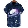 Camisas casuales para hombres 2022 Llegada Hombres Hombres Camicias hawaianas Un botón Navidad Cráneo Impreso Blusas de manga corta Tops
