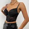 Tanks pour femmes 2022 Fashion Sexy Floral Lace Voir à travers Camisole Femmes Sans manches V Neck Slim Fit Tol Top Summer Front Single Breasted