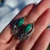 Kolczyki Dangle Retro Ethnic Oval Malachite Stone Gypsy Biżuteria Liść Flower Metal Oświadczenie dla kobiet Oorbellen Gift