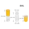 Bouteilles de stockage 8ml Mini bouteille en verre transparent avec vis en plastique bouchon doré vide safran épices cadeau écologique conteneur alimentaire Botlles