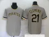 2021 News Baseball 21 Roberto Clemente Jerseys costurou 8 Willie Stargell Retro azul 20 Mike Schmidt Amarelo 24 Barry Bonds Jersey Ray Road