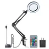 Lampes de table 80LED Lampe de bureau avec loupe 5x Bras oscillant Lampe à pince Contrôleur USB 10 niveaux Support de support pliable réglable