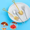 Dinnerware Sets 2pcs Gold Silver Set Shovel Shape Stainless Steel Tableware Fork Spoon Flatware Dishwasher Safe Cutlery