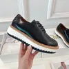 Explosion Women's Shoe thick sole color contrast small leather shoes Luxury designer Cool Platform Fashion Casual Sheepskin 22ss Ladies Heel 4CN