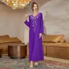 エスニック衣類アバヤの女性ドバイ贅沢2022シフォンパープルイスラム教徒のファッションドレスcaftan marocainウェディングパーティーの機会djellaba femme