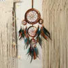 Acchiappasogni 5 Anelli Design Oggetti decorativi Acchiappasogni Retro Piuma colorata Decorazione murale Ornamento appeso a mano 1223423