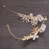 Fermagli per capelli Corona di cristallo Accessorio da sposa Strass da sposa Goccia d'acqua Foglia Tiara Fascia frontale Gioielli da damigella d'onore