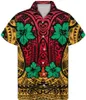 Men's Casual Shirts High Quality Custom Men's Fashion Est Button Polynesian Tribal Maroon Background With Stripes Print Tops