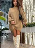 Women's Sweaters CM. Women Cutout Sweater Oversized Elegant Thick Pullover Knit Autumn Winter Female Jumper 2022 Long Sleeve Dress