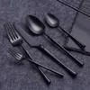 Dinnerware Sets High Quality Black Tableware Set Restaurant Cutlery Knife Fork Tea Spoon 304 Stainless Steel Kitchen Utensils