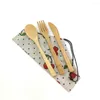 Dinnerware Conjunta 3pcs/set bamboo facas colher fork utensils