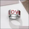 Wedding Rings Wedding Rings Stainless Steel Corrosion Red Love Couple Ring Color Pair Men Women Jewelry Wholesalewedding Brit22 Drop Dhglx