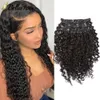 Clip droit dans les extensions de cheveux de cheveux humains 21PCS par ensemble avec 18 clips double trame couleur noire naturelle pour les femmes 11A qualité pleine cuticule Remy Deep Curly Body Wave