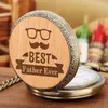 Pocket Watches Bronze Father Ever Quartz Wooden Watch With 30cm Waistcoat Chain FOB Steampunk For Dad On Father's Birthday Gifts