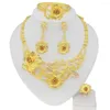 Halsband ￶rh￤ngen set yulaili design mode trend flerf￤rgade blommamycken dubai guld diamant flickor kvinna dating f￶delsedagspresent
