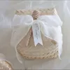 Papel de regalo Regalos de devolución para recuerdo de boda Caja rosa Bolsa transparente Al aire libre Pequeña cesta fresca tejida a mano Exquisitas niñas